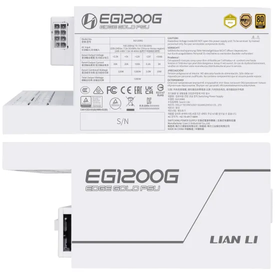 Power Supply Lian Li EDGE 1200W 80+ Gold PCIe 5.1, ATX 3.1 - White
