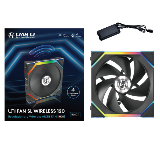 Lian Li UNI FAN SL Wireless ARGB PWM Fan - 120 mm Black Lian Li UNI FAN SL Wireless ARGB PWM Fan - 120 mm Black