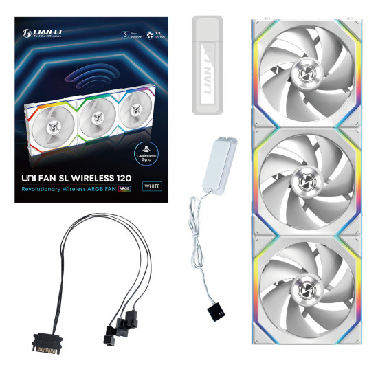 3Pack Fans Lian Li UNI FAN SL Wireless ARGB PWM - 120 mm White + Controller 3Pack Fans Lian Li UNI FAN SL Wireless ARGB PWM - 120 mm White + Controller