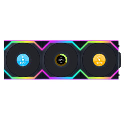 Triple Fan Pack Lian Li UNI FAN SL Wireless LCD ARGB PWM Reverse Blade - 120 mm Black