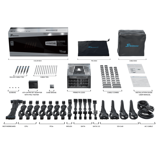 Power Supply Unit Seasonic PRIME PX 2200W 80+ Platinum, ATX 3.1 - Full Modular