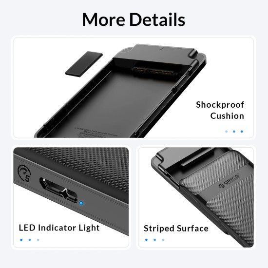 Orico кутия за диск Storage - Case - 2.5 inch USB-C - 2577C3-V1-BK Orico кутия за диск Storage - Case - 2.5 inch USB-C - 2577C3-V1-BK