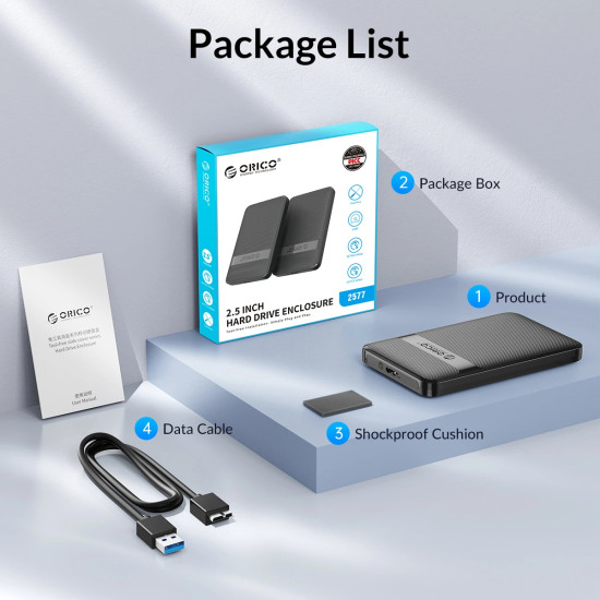 Orico кутия за диск Storage - Case - 2.5 inch USB-C - 2577C3-V1-BK Orico кутия за диск Storage - Case - 2.5 inch USB-C - 2577C3-V1-BK