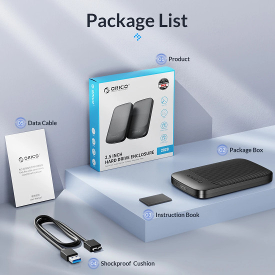 Orico кутия за диск Storage - Case - 2.5 inch USB-C - 2020C3-V1-BK Orico кутия за диск Storage - Case - 2.5 inch USB-C - 2020C3-V1-BK