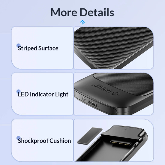 Orico кутия за диск Storage - Case - 2.5 inch USB-C - 2020C3-V1-BK Orico кутия за диск Storage - Case - 2.5 inch USB-C - 2020C3-V1-BK