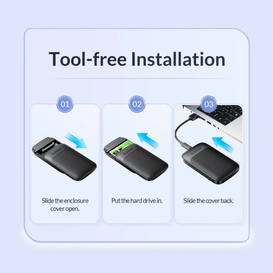 Orico кутия за диск Storage - Case - 2.5 inch USB-C - 2020C3-V1-BK Orico кутия за диск Storage - Case - 2.5 inch USB-C - 2020C3-V1-BK