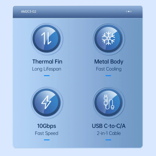 Orico външна кутия за диск Storage - Case - M.2 NVMe Dual-Bay - USB-C 10Gbps, Aluminium - AM2C3-2N-GY Orico външна кутия за диск Storage - Case - M.2 NVMe Dual-Bay - USB-C 10Gbps, Aluminium - AM2C3-2N-GY