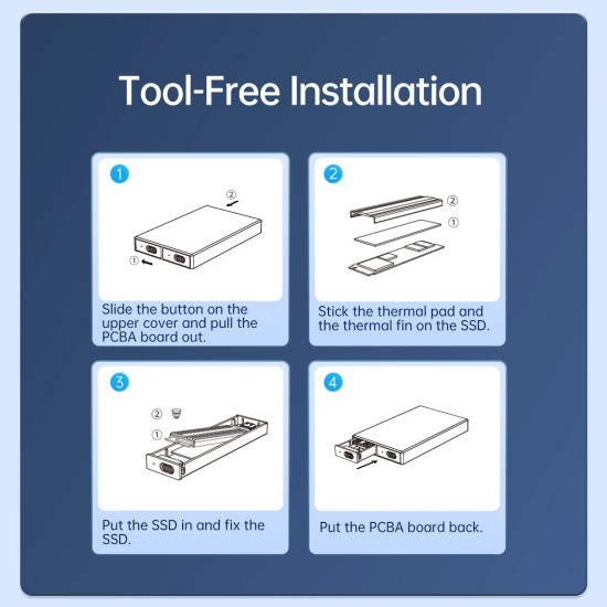 Orico външна кутия за диск Storage - Case - M.2 NVMe Dual-Bay - USB-C 10Gbps, Aluminium - AM2C3-2N-GY Orico външна кутия за диск Storage - Case - M.2 NVMe Dual-Bay - USB-C 10Gbps, Aluminium - AM2C3-2N-GY