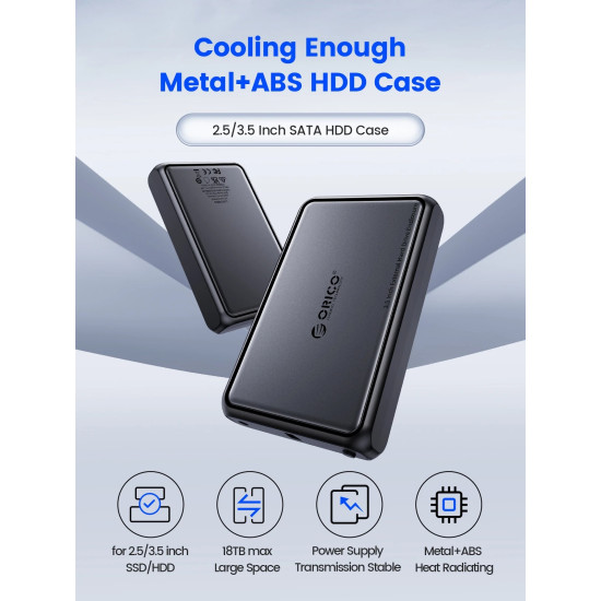 Orico кутия за диск Storage - Case - 3.5 inch USB-C black - DDL35-C3-EU-BK Orico кутия за диск Storage - Case - 3.5 inch USB-C black - DDL35-C3-EU-BK