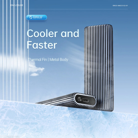 Orico външна кутия за диск Storage - Case - M.2 NVMe M-key 10 Gbps, Aluminium - AM2C3-G2-GY Orico външна кутия за диск Storage - Case - M.2 NVMe M-key 10 Gbps, Aluminium - AM2C3-G2-GY