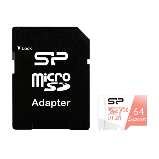 Memory card Silicon Power Superior 64GB, microSDXC, Class 10, SD Adapter