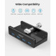 Orico хъб USB 3.0 HUB Clip Type 4 port - aux Micro-USB power input, Black - MH4PU-P-BK