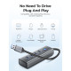 Orico хъб HUB USB3.0 4 port, Aluminium, Grey - PDD4U-U3-015-GY