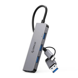 Orico хъб HUB USB-C/USB-A 4 port - USB3.0 x 1, USB2.0 x 3, Aluminium - YSA5-U3-GY Orico хъб HUB USB-C/USB-A 4 port - USB3.0 x 1, USB2.0 x 3, Aluminium - YSA5-U3-GY