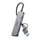 Orico хъб HUB USB-C/USB-A 4 port - USB3.0 x 1, USB2.0 x 3, Aluminium - YSA5-U3-GY