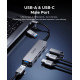 Orico хъб HUB USB-C/USB-A 4 port - USB3.0 x 1, USB2.0 x 3, Aluminium - YSA5-U3-GY