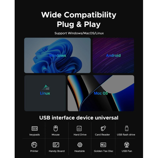 Orico хъб HUB USB-C/A 4 port - USB3.0 x 1, SD/TF x 2, USB2.0 x 2, USB-C x 2, Aluminium - YSA6-U3-GY