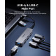 Orico хъб HUB USB-C/A 4 port - USB3.0 x 1, SD/TF x 2, USB2.0 x 2, USB-C x 2, Aluminium - YSA6-U3-GY