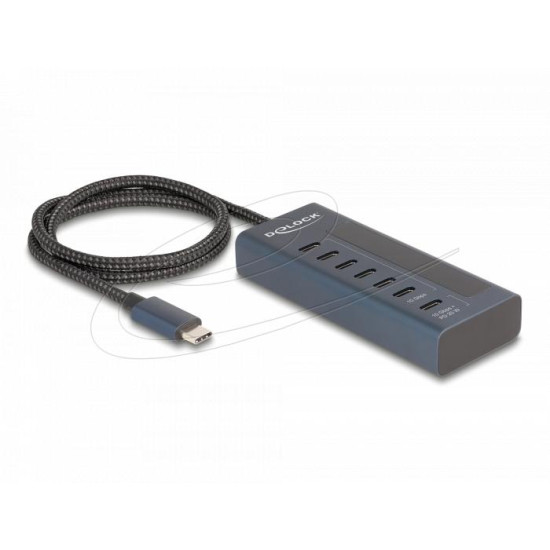 Delock USB Хъб, 7 порта, 10 Gbps, 6 x Data USB-C, 1 x PD 20W Delock USB Хъб, 7 порта, 10 Gbps, 6 x Data USB-C, 1 x PD 20W