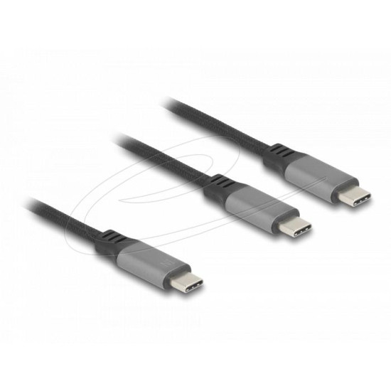 Delock Кабел USB-C, Y-кабел, 2 x USB-C PD 3.0, 100 W, 1.2 m