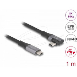 Delock USB-C Кабел 90°, 40 Gbps USB PD 3.1, 240W, 1 m