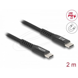 Delock Кабел USB-C, PD 60W, магнитна текстилна обвивка, 2 m
