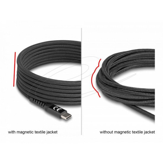 Delock Кабел USB-C, PD 60W, магнитна текстилна обвивка, 2 m