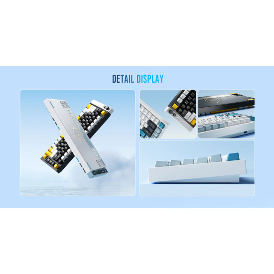 Lamzu професионална геймърска механична клавиатура Professional Gaming Mechanical Keyboard JET 75 - 8K, Magnetic Gateron Jade Switches - White/Blue
