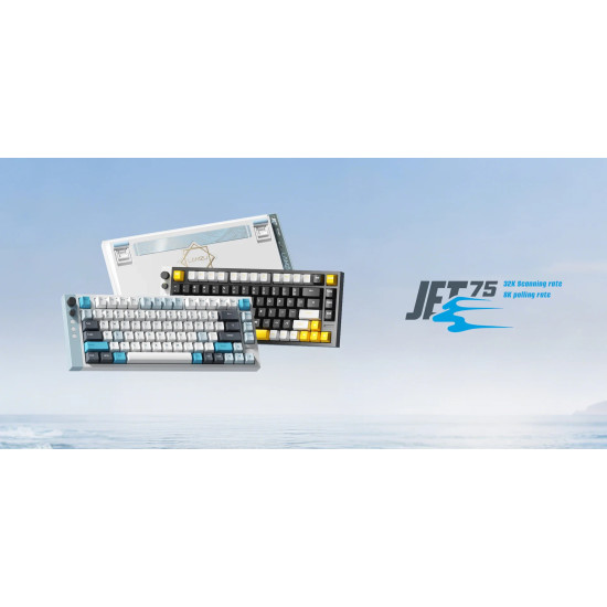 Lamzu професионална геймърска механична клавиатура Professional Gaming Mechanical Keyboard JET 75 - 8K, Magnetic Gateron Jade Switches - Black/Yellow