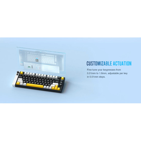 Lamzu професионална геймърска механична клавиатура Professional Gaming Mechanical Keyboard JET 75 - 8K, Magnetic Gateron Jade Switches - Black/Yellow