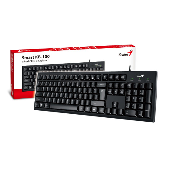 Genius клавиатура кирилизирана Smart Keyboard KB-100 Black - AI, BG Layout, USB