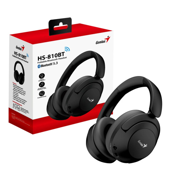Genius безжични слушалки Headphones Bluetooth 5.3 - HS-810BT, Black Genius безжични слушалки Headphones Bluetooth 5.3 - HS-810BT, Black