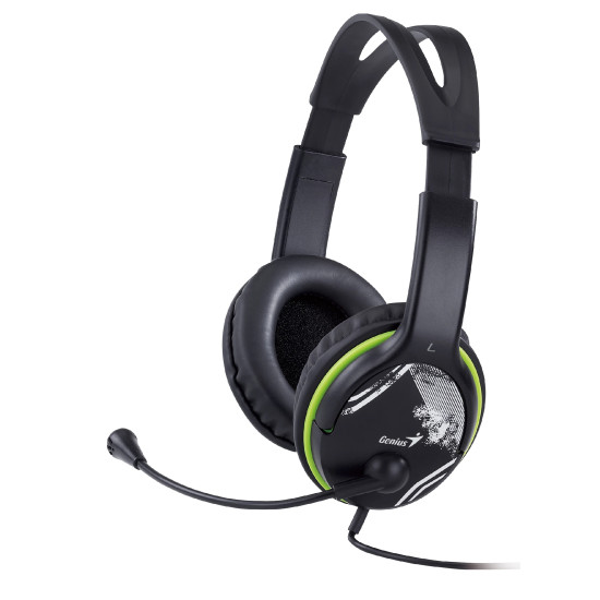 Genius слушалки с микрофон Headset HS-400A - 3.5 mm, Mic, Black/Green