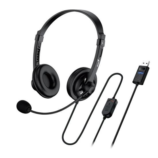 Genius слушалки с микрофон Headset HS-230U - USB, Mic, Black