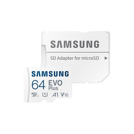 Карта памет Samsung EVO Plus, microSDXC, UHS-I, 64GB, Адаптер Карта памет Samsung EVO Plus, microSDXC, UHS-I, 64GB, Адаптер