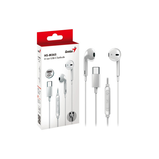 Genius слушалки тапи In-ear Earbuds HS-M365 - USB-C, White