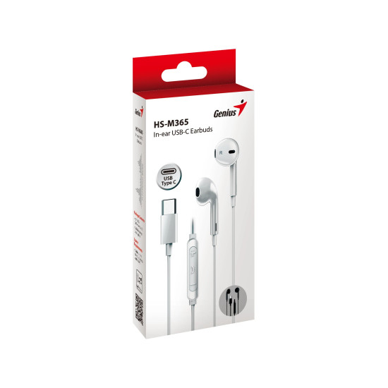 Genius слушалки тапи In-ear Earbuds HS-M365 - USB-C, White