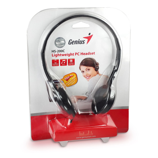 Genius слушалки с микрофон Headset HS-200C - Lightweight, Black Genius слушалки с микрофон Headset HS-200C - Lightweight, Black