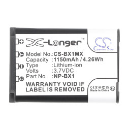Camera Battery for SONY NP-BX1 LiIon 3.7V 1150mAh  Cameron Sino Camera Battery for SONY NP-BX1 LiIon 3.7V 1150mAh  Cameron Sino