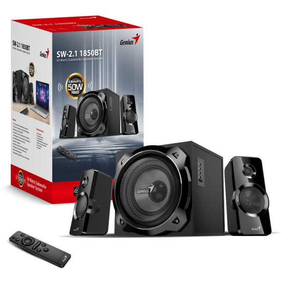 Genius тонколони Speakers 2.1 - SW-2.1 1850BT - 50W RMS, Bluetooth, Black Genius тонколони Speakers 2.1 - SW-2.1 1850BT - 50W RMS, Bluetooth, Black