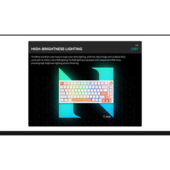 VGN безжична геймърска механична клавиатура Wireless Gaming Mechanical Keyboard - N75 PRO Jelly Orange - Kailh Vaporwave Switches [Linear]