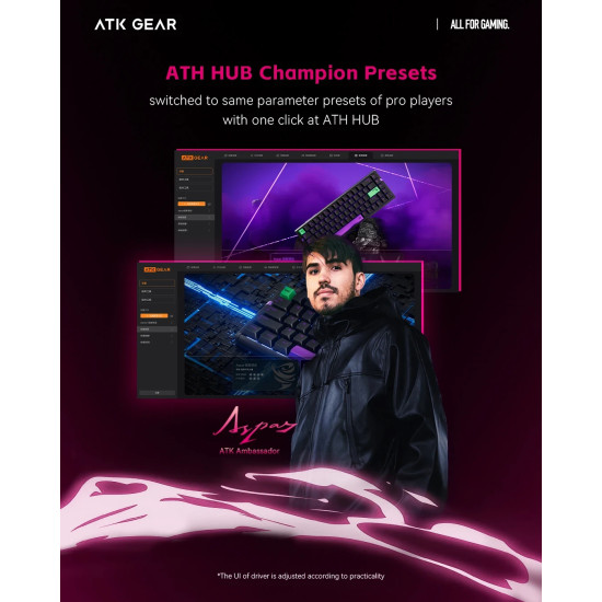 ATK професионална геймърска механична клавиатура Professional Gaming Mechanical Keyboard RS6 - 8K, Gateron Jade Pro Switches [Linear] - White