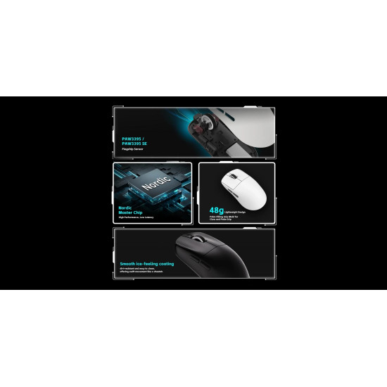 VXE професионална геймърска мишка Wireless Gaming Mouse Dragonfly R1 SE+ - Huano Blue Glow V2, White VXE професионална геймърска мишка Wireless Gaming Mouse Dragonfly R1 SE+ - Huano Blue Glow V2, White