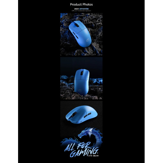ATK професионална геймърска мишка Wireless Gaming Mouse F1 EXTREME LEVIATAN - 8K, Omron Optical Switches, Blue ATK професионална геймърска мишка Wireless Gaming Mouse F1 EXTREME LEVIATAN - 8K, Omron Optical Switches, Blue
