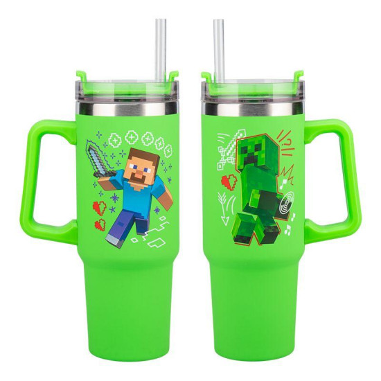 Paladone: Minecraft - Green 900ml Multiway Travel Cup Stra, PP14600MCF Paladone: Minecraft - Green 900ml Multiway Travel Cup Stra, PP14600MCF