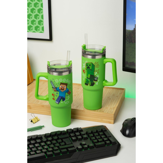 Paladone: Minecraft - Green 900ml Multiway Travel Cup Stra, PP14600MCF Paladone: Minecraft - Green 900ml Multiway Travel Cup Stra, PP14600MCF
