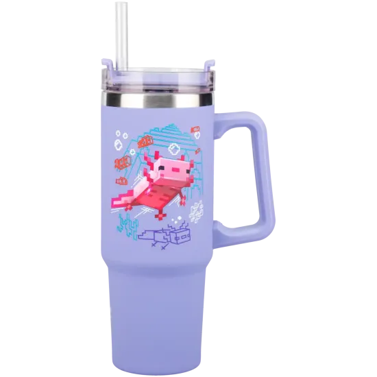 Mug Paladone: Minecraft - Purple 900ml Multiway Travel Cup Straw,  PP14948MCF