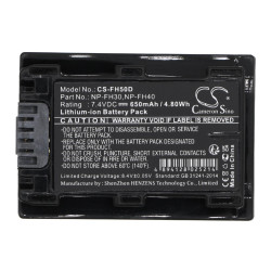 Camera Battery for SONY NP-FH50D LiION  7,4V 650mAh  Cameron Sino Camera Battery for SONY NP-FH50D LiION  7,4V 650mAh  Cameron Sino