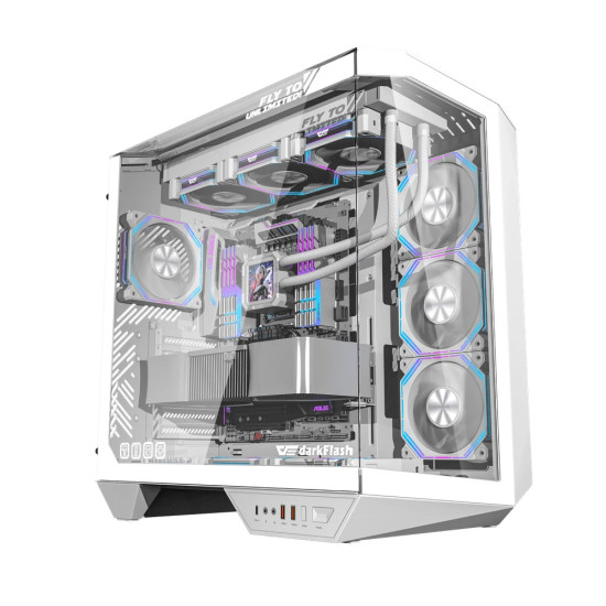 Darkflash кутия Case ATX - DY470 Ice White - 4 x 120 mm Infinity Mirror Fans Darkflash кутия Case ATX - DY470 Ice White - 4 x 120 mm Infinity Mirror Fans