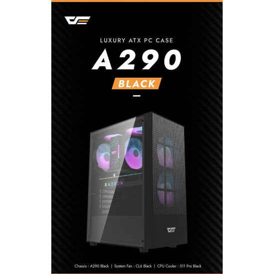 Darkflash кутия Case ATX - A290 Black - 3 x 120 mm RGB fans included